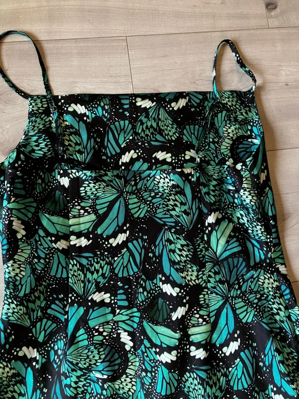 Simons Teal and Black Butterfly-Print Mini Dress in size medium - Picture 12 of 13